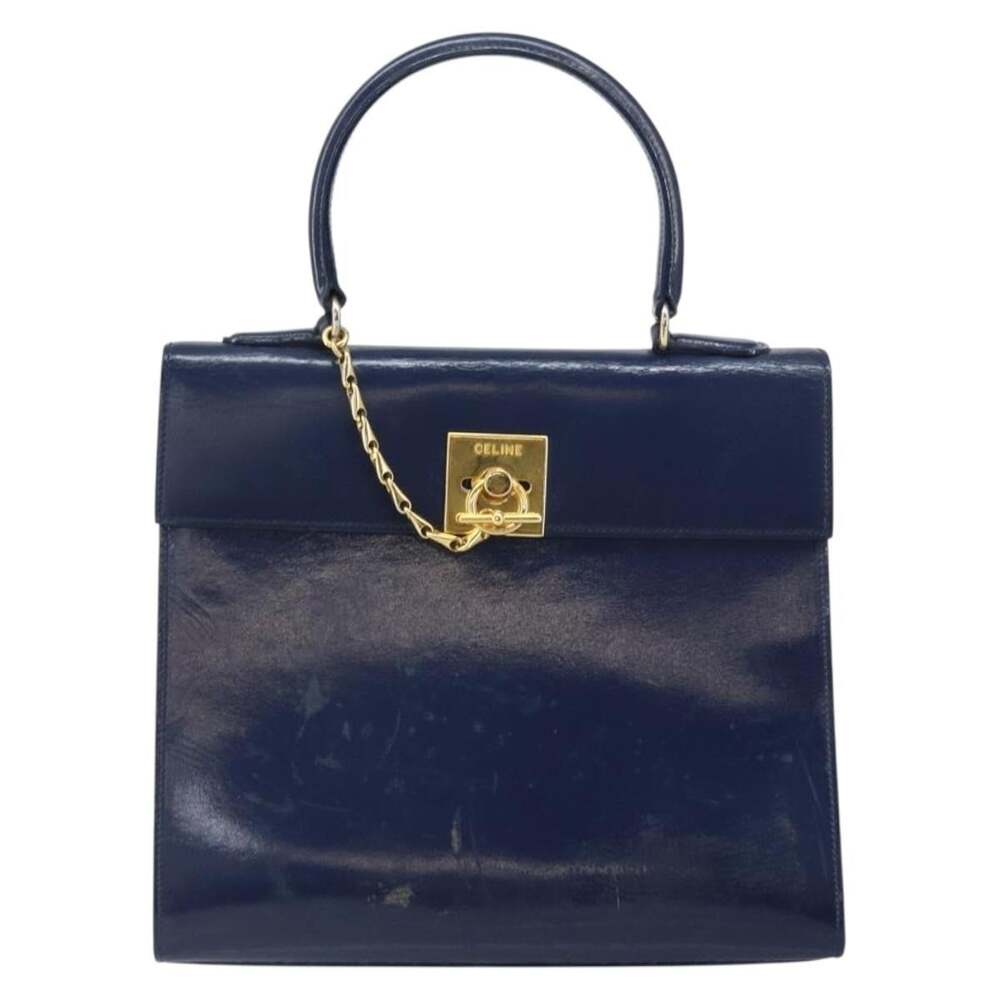 Celine Leather Handbag Navy